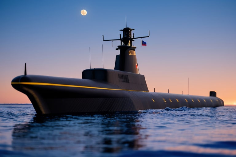 謎の潜水艦と月夜 | の人気AIイラスト・グラビア