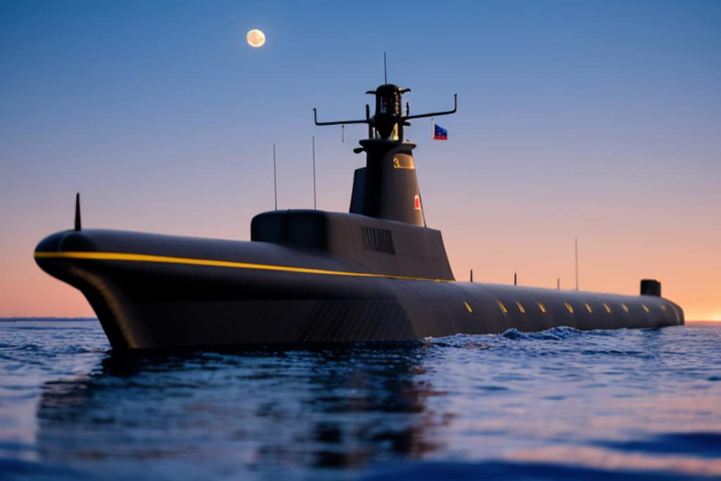 謎の潜水艦と月夜