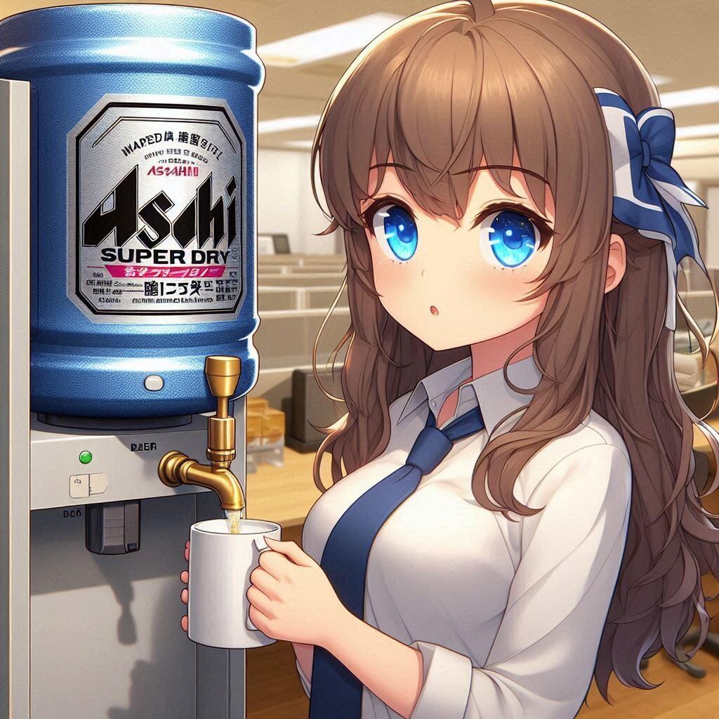 ウォーターサーバーからコップに注いでいる女の子