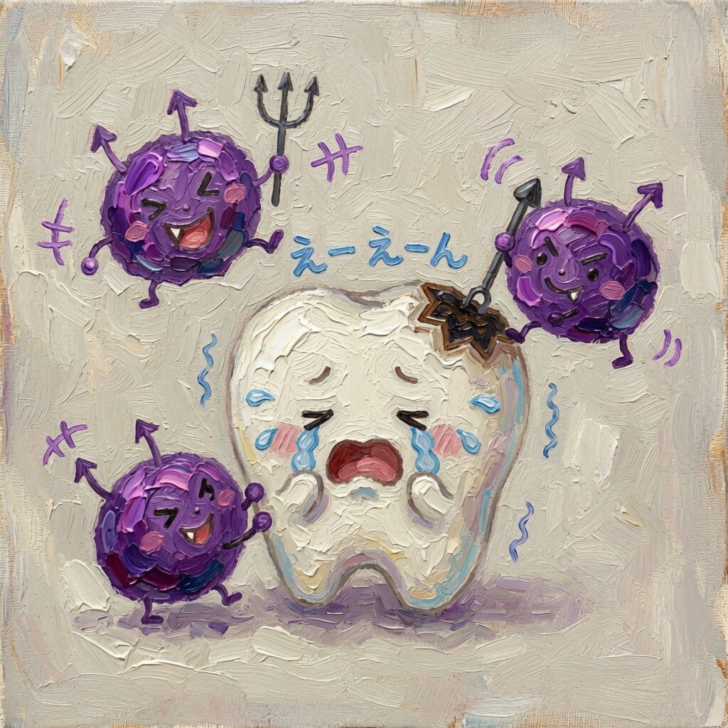 ムシバイキンたちにいじめられる歯