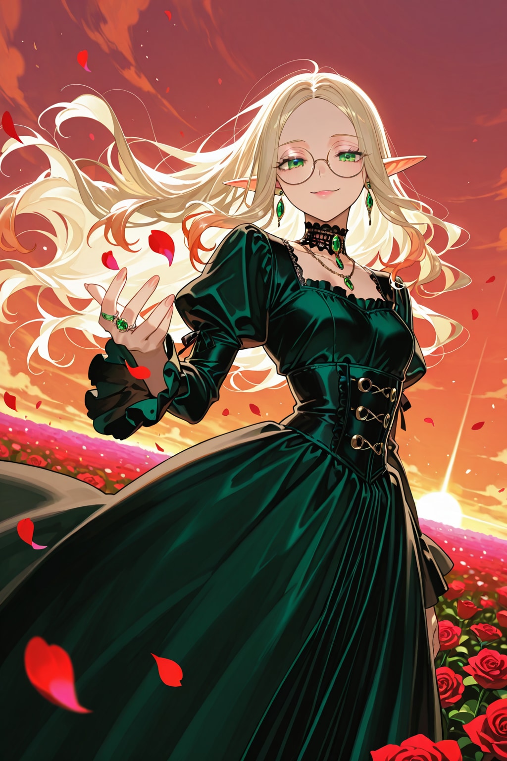 エルフさんと薔薇 | の人気AIイラスト・グラビア