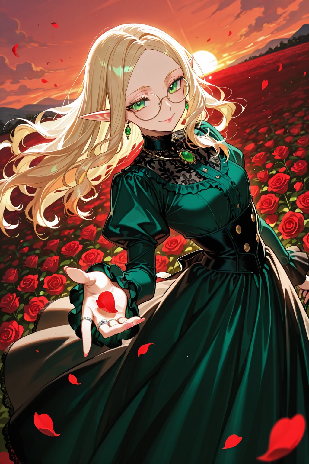 エルフさんと薔薇