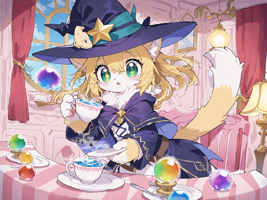 新しく作った猫の魔女ちゃん。☕