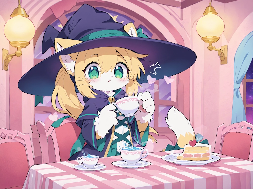 新しく作った猫の魔女ちゃん。☕