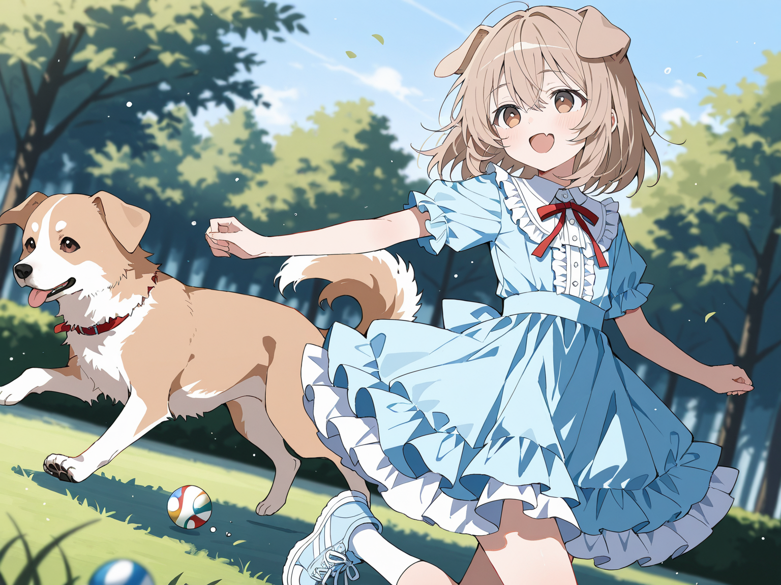 犬と遊ぶ