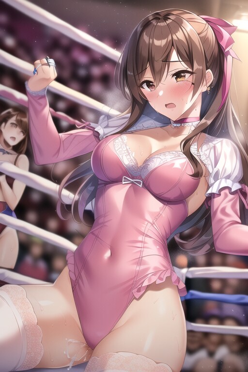 相手のいやらしい攻撃にペースを乱される巨乳アイドルレスラーちゃん