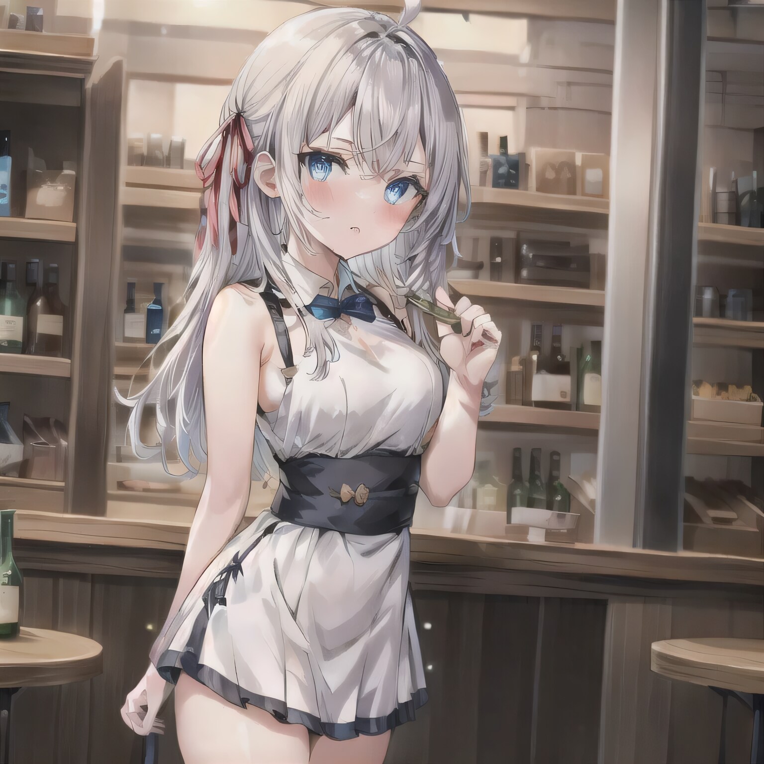 灰髪ロングで酒場の少女２ | の人気AIイラスト・グラビア