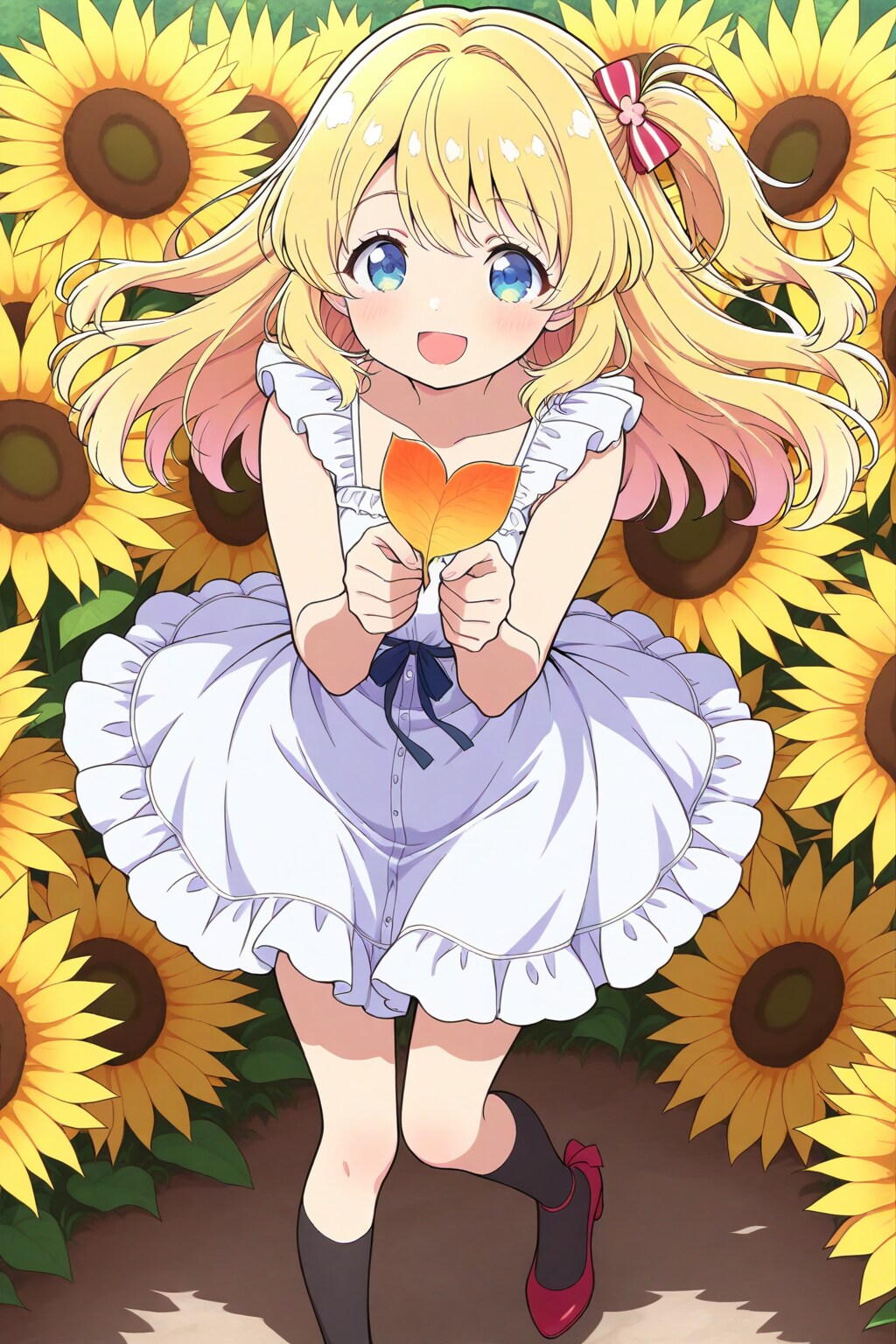 ひまわり畑に囲まれたちちぷいちゃん