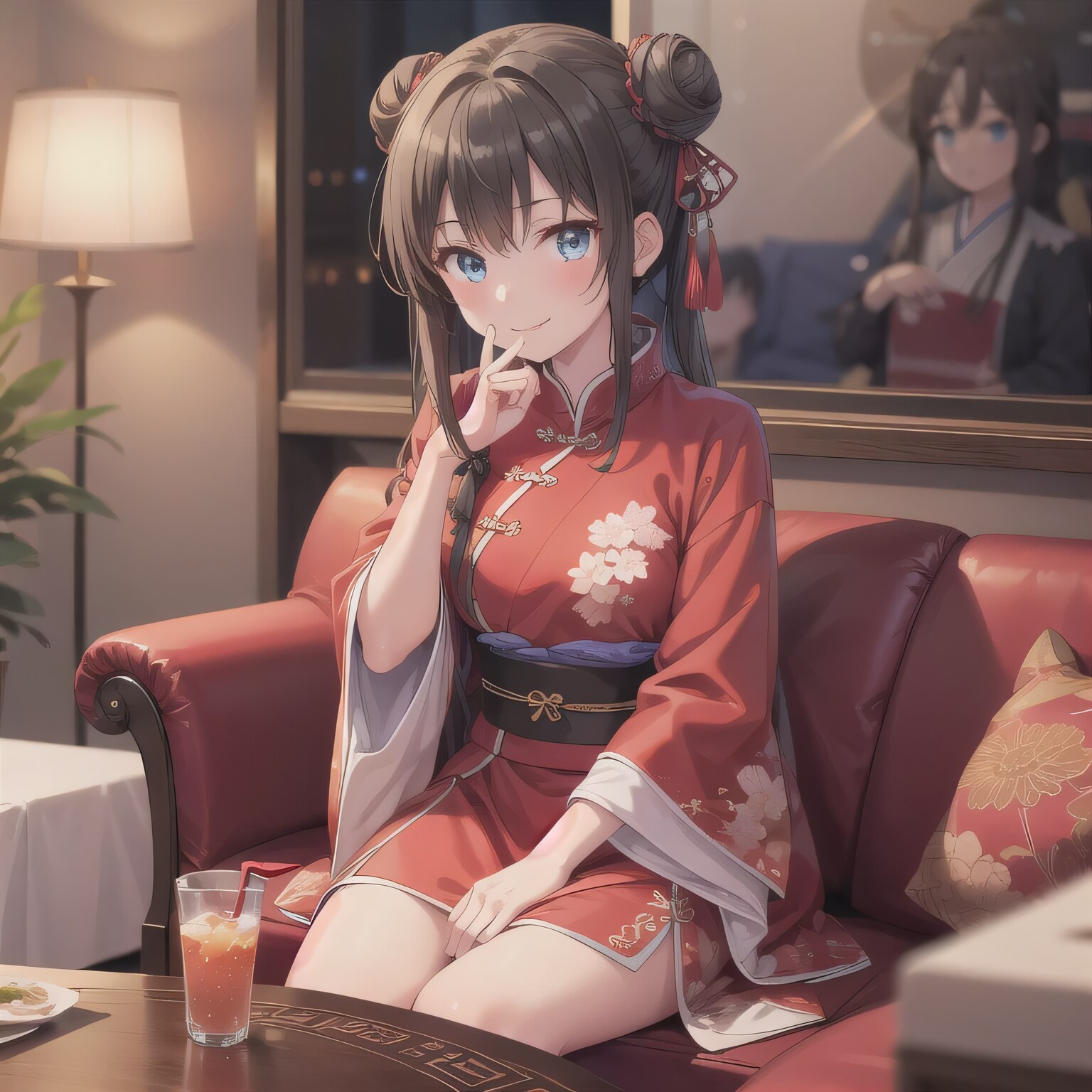 黒髪ツイン団子で中華服の少女２１ | の人気AIイラスト・グラビア