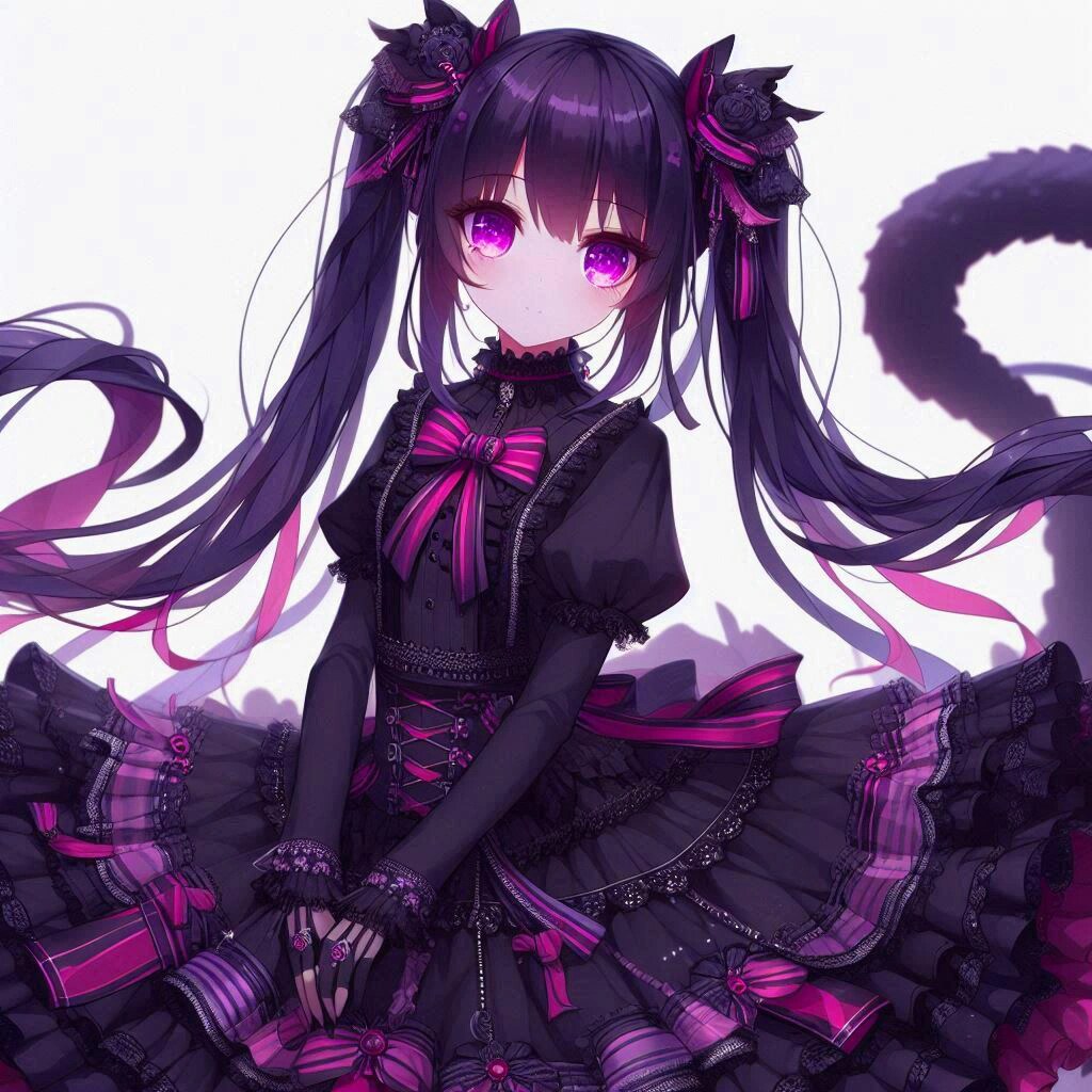 黒ゴスでロングスカートな、黒髪ツインテール少女★その1-2(8枚)