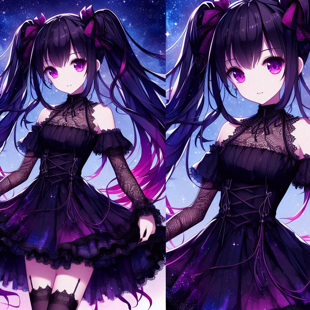 黒ゴスでロングスカートな、黒髪ツインテール少女★その1-2(8枚)