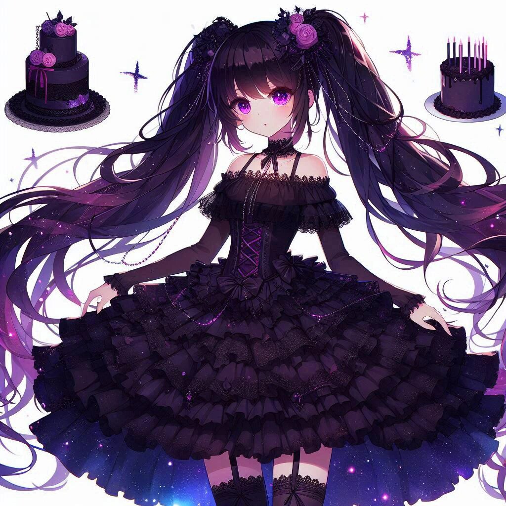 黒ゴスでロングスカートな、黒髪ツインテール少女★その1-2(8枚)