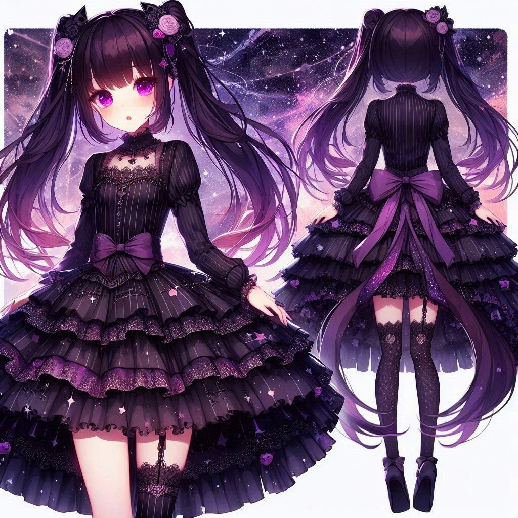 黒ゴスでロングスカートな、黒髪ツインテール少女★その1-2(8枚)