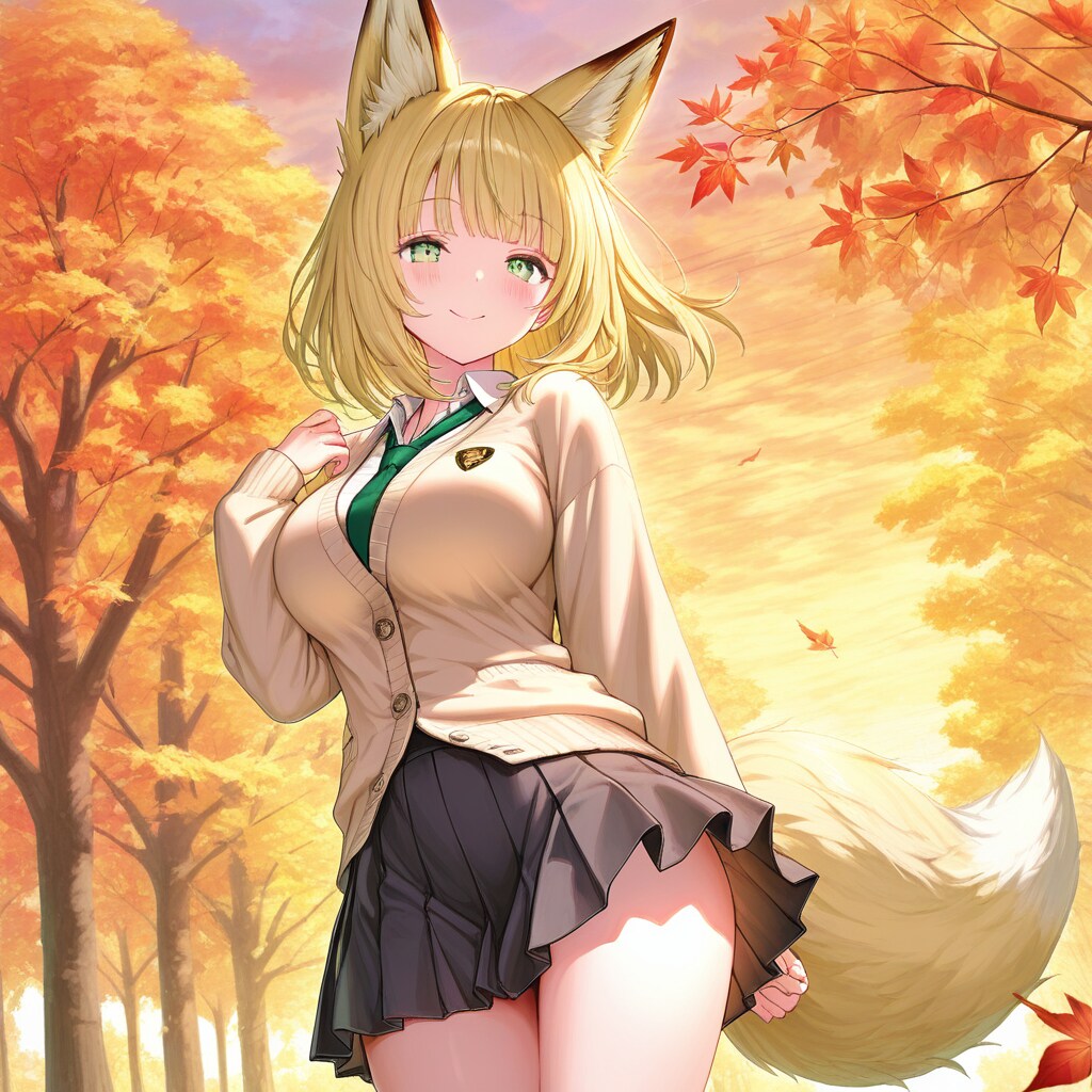 秋風に揺れる狐耳