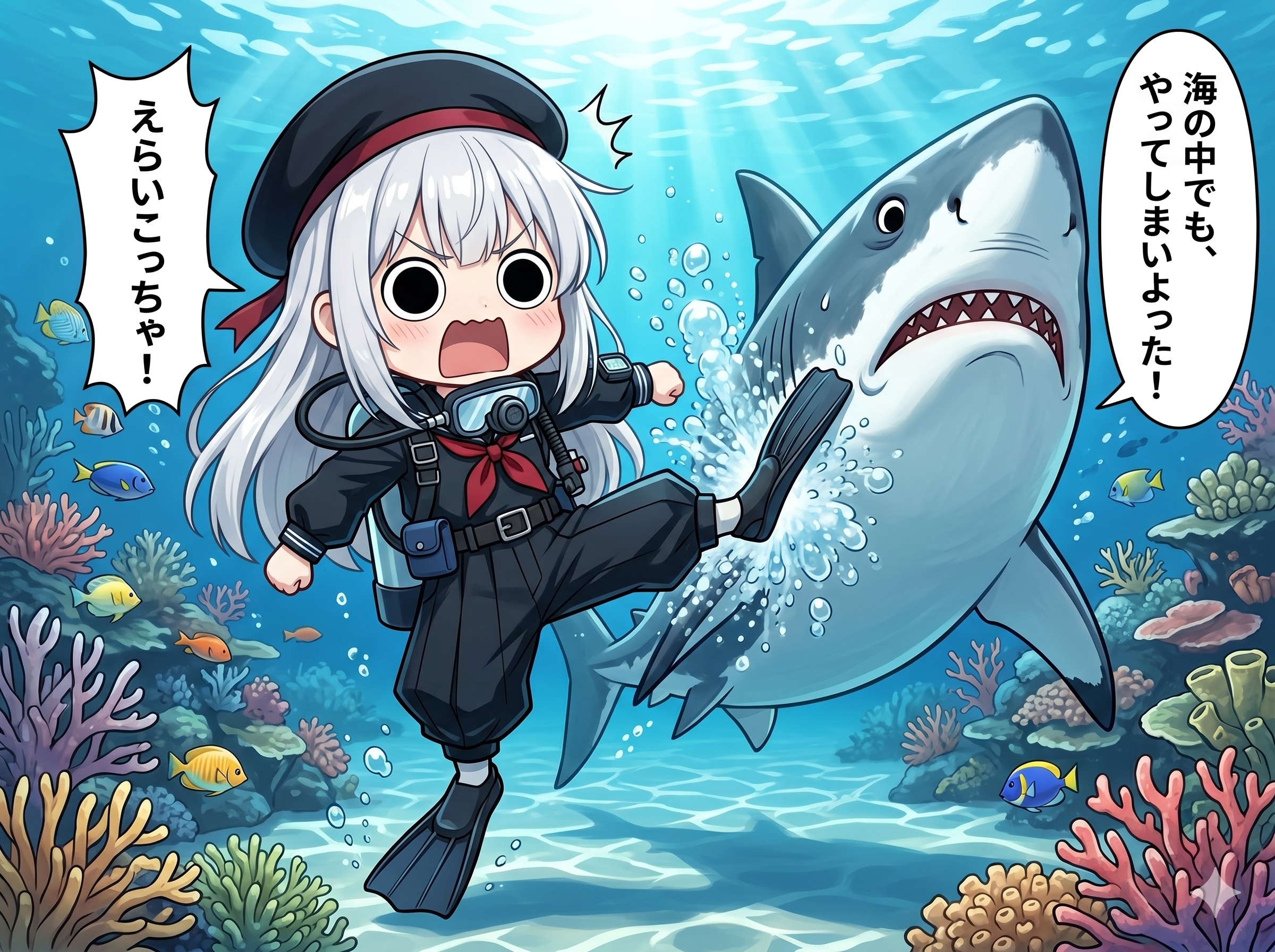 スクーバダイビングしてしまいよったえらいこっちゃ嬢