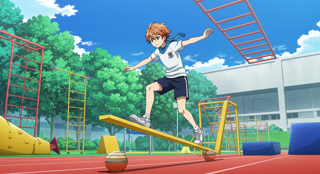 運動会の障害物競走の平均台