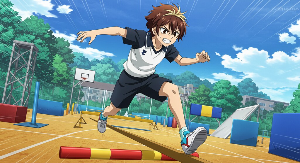 運動会の障害物競走の平均台