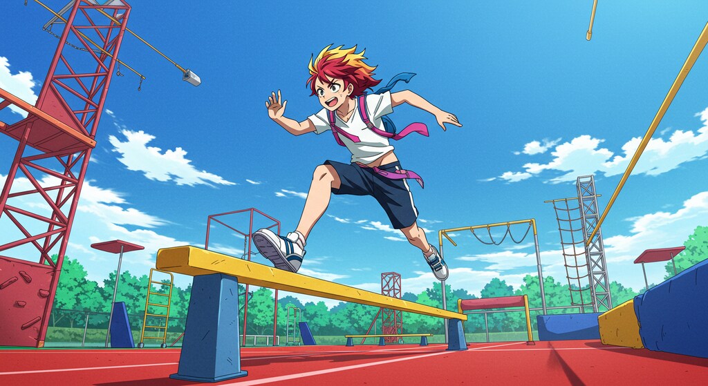 運動会の障害物競走の平均台