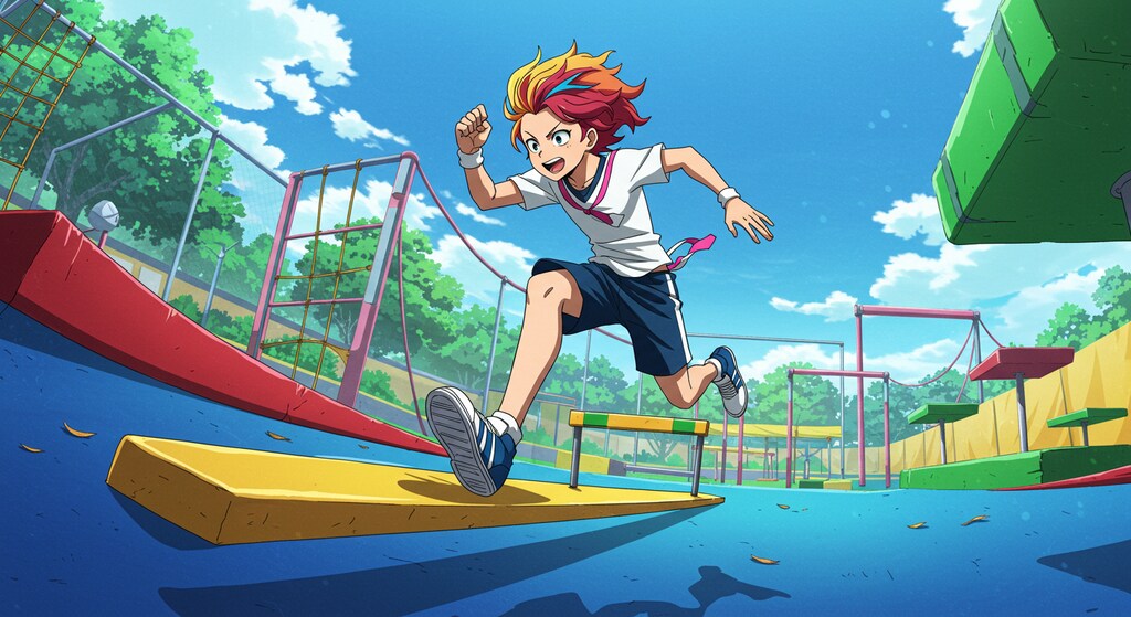 運動会の障害物競走の平均台