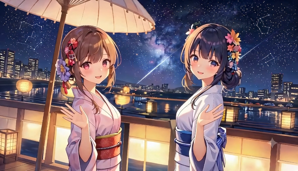 お題：星空（二人の織姫）ヾ(*´∀｀*)ﾉ動画あるよ
