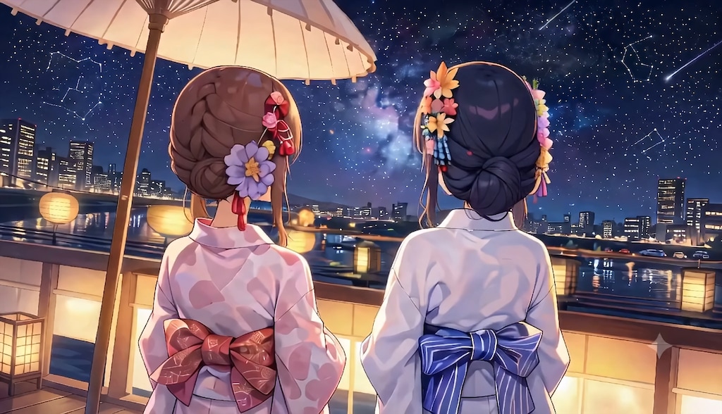 お題：星空（二人の織姫）ヾ(*´∀｀*)ﾉ動画あるよ