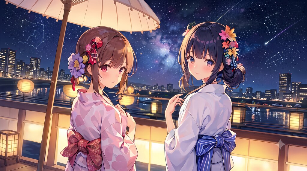 お題：星空（二人の織姫）ヾ(*´∀｀*)ﾉ動画あるよ