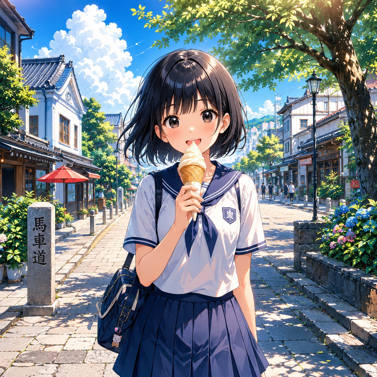 アイスクリンを食べている女の子