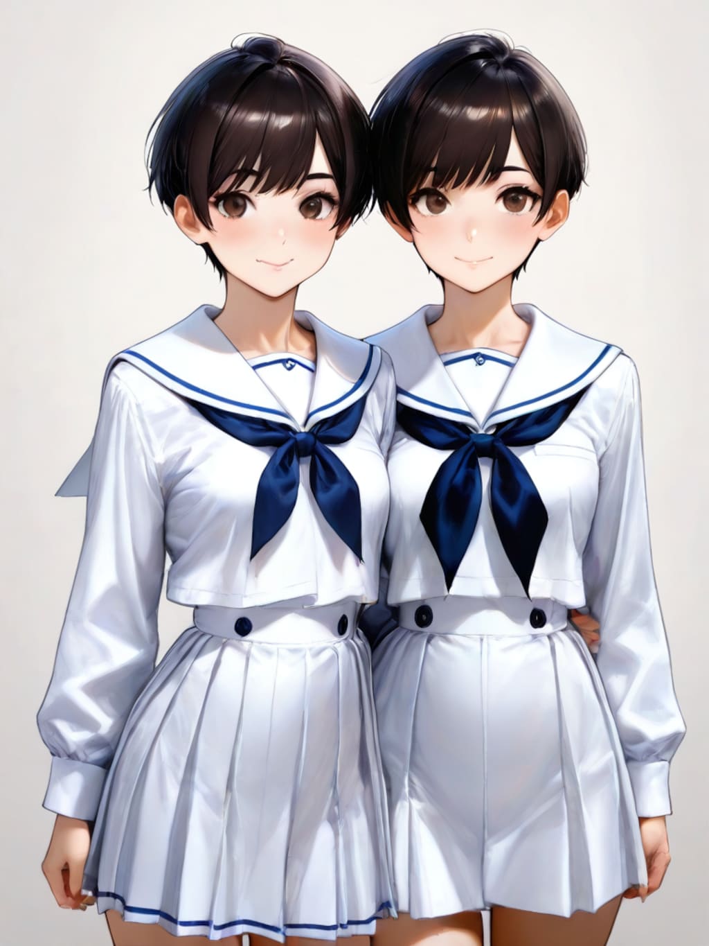 ショートカットとセーラー服と