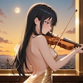 イブニングドレスでバイオリンを弾く葵さん(PixAI版) 8枚目