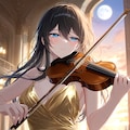 イブニングドレスでバイオリンを弾く葵さん(PixAI版) 4枚目