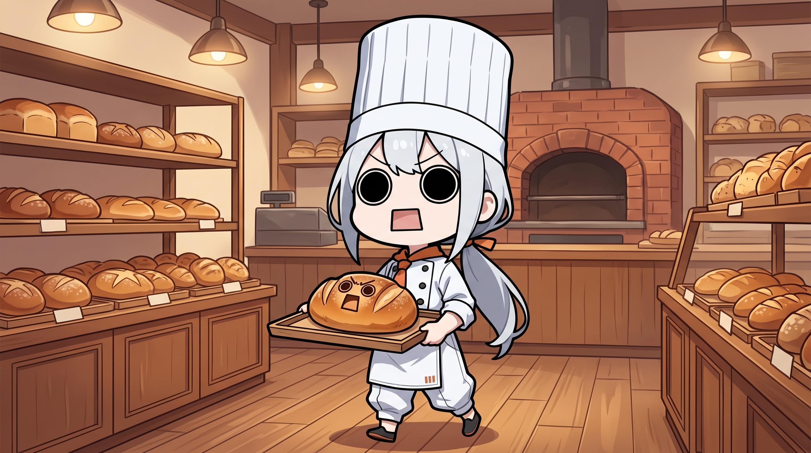 朝食用のえらいこっちゃパンを運ぶえらいこっちゃ嬢 | の人気AIイラスト・グラビア