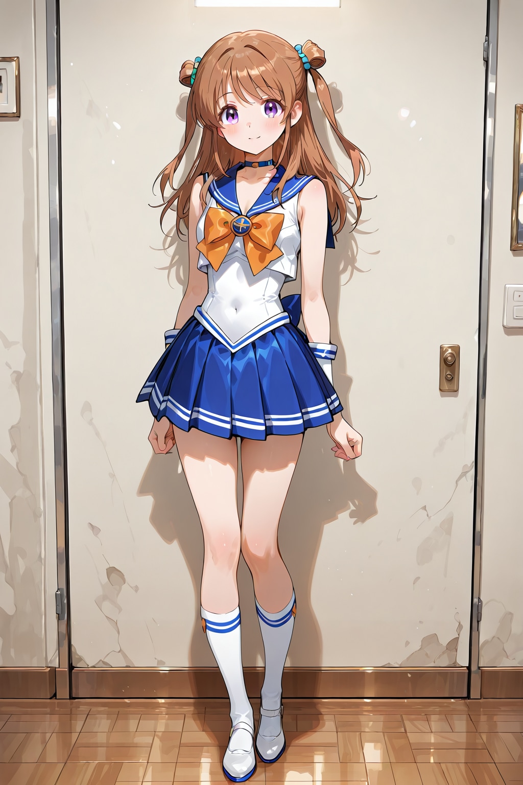 「セーラー服姿の美人女学生」の全身写真