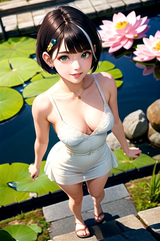 蓮池のほとりで