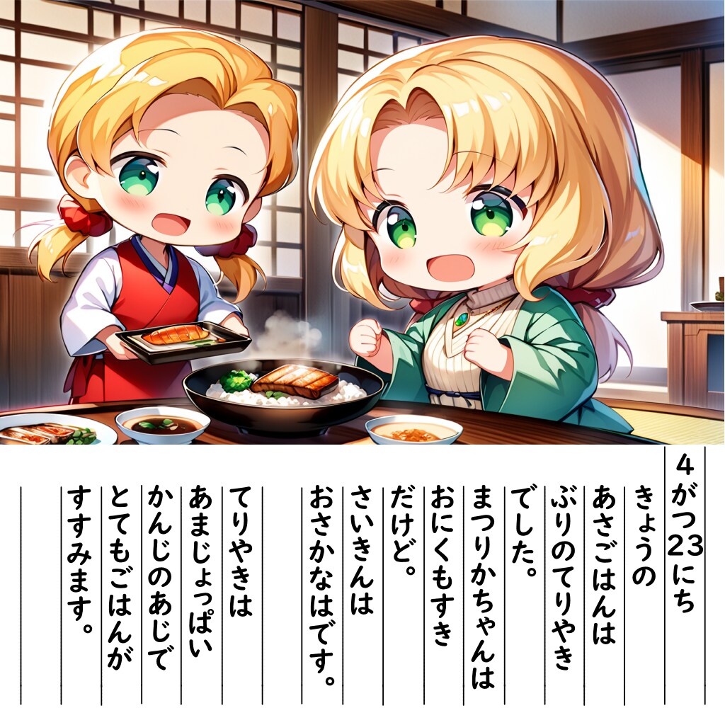 【絵日記】きょうのちょうしょくです