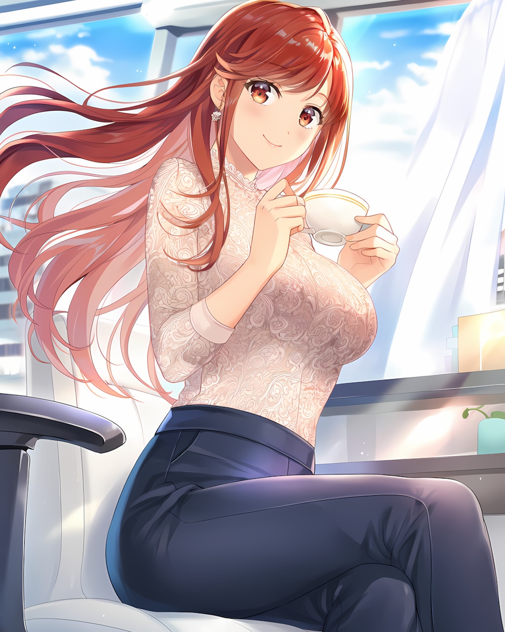 ☕オフィスでほっと一息✨王道OLコーデで春祭り🌸