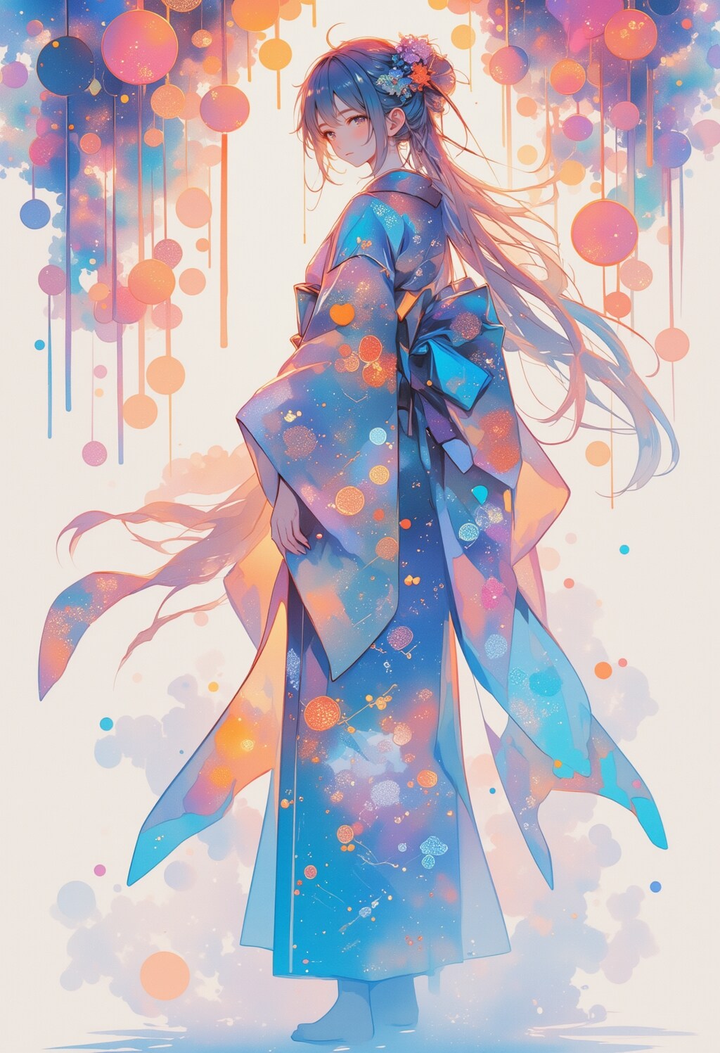 風鈴と着物の女性