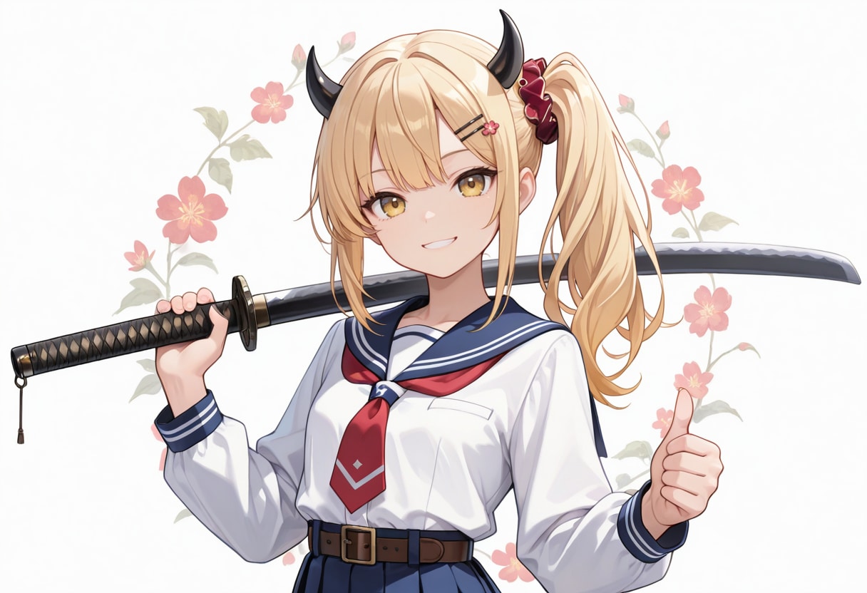 親指を上げる女鬼高生さん | の人気AIイラスト・グラビア