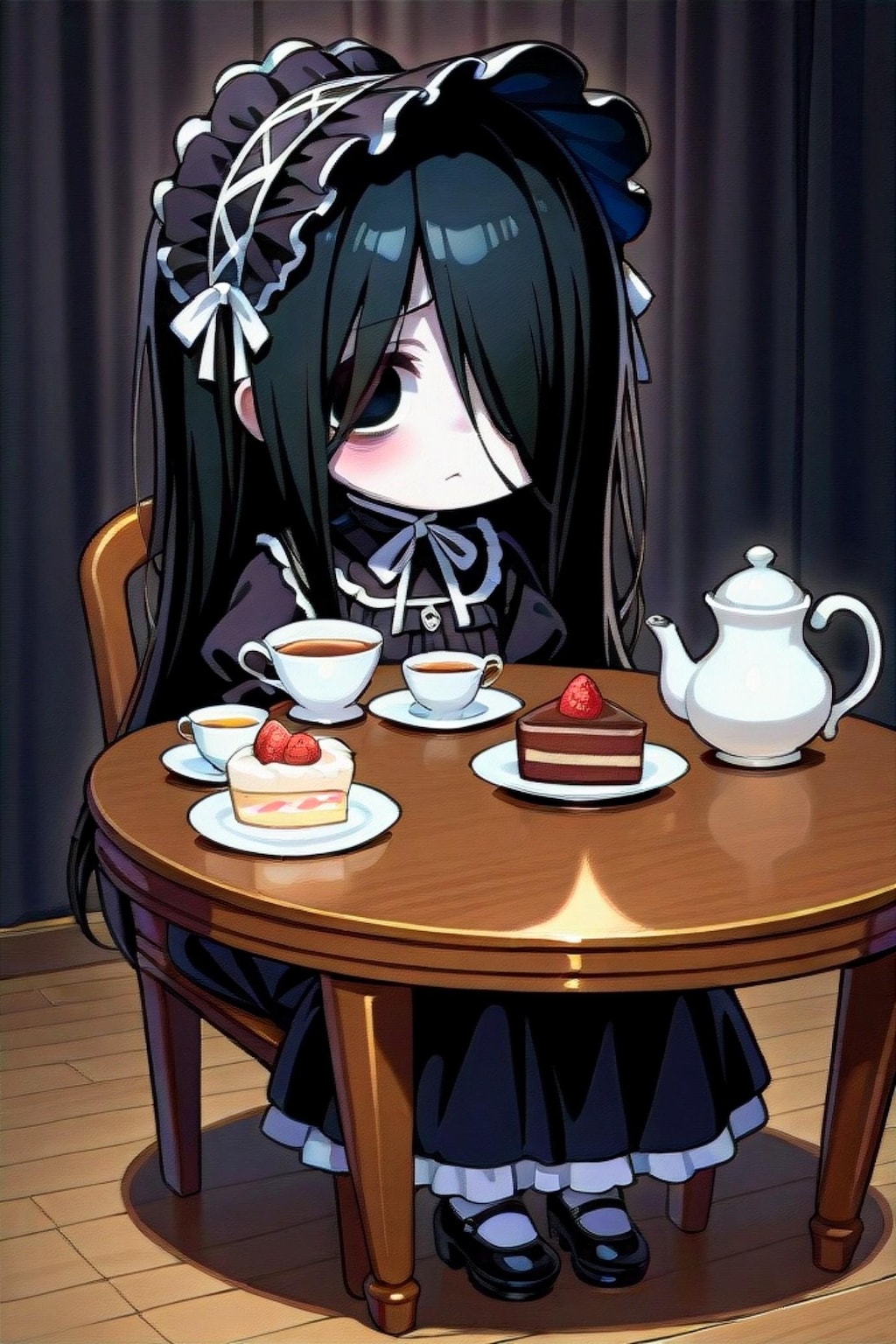 お茶会の黒髪ちゃん