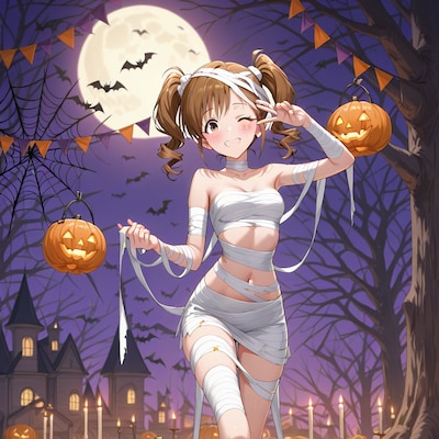 ハロウィンでマミーの格好をしている女の子