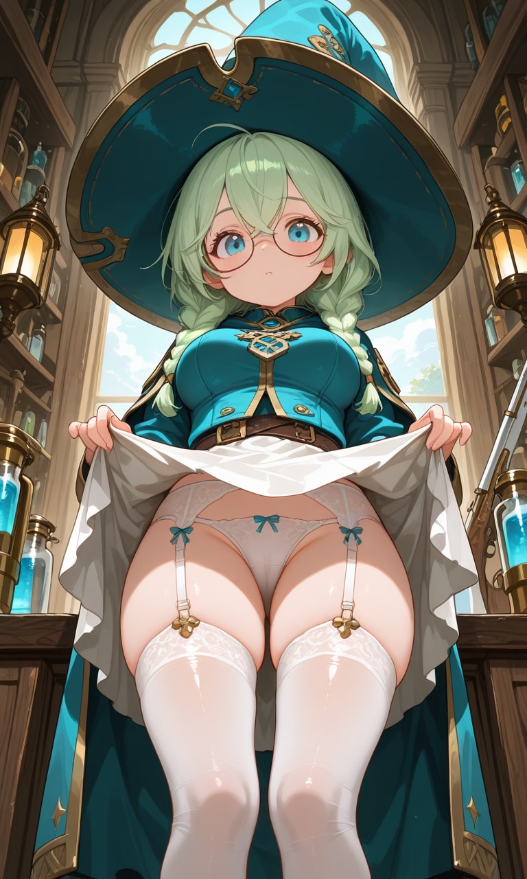 三つ編み眼鏡っ娘で緑の錬金術師ちゃん♡