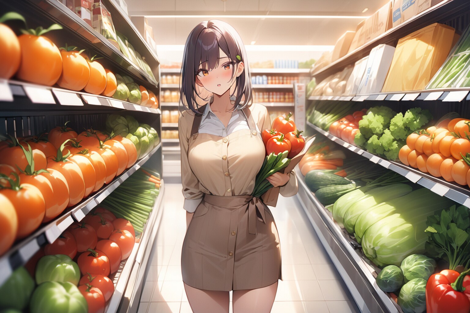 買い物／大きな野菜売り場 | の人気AIイラスト・グラビア