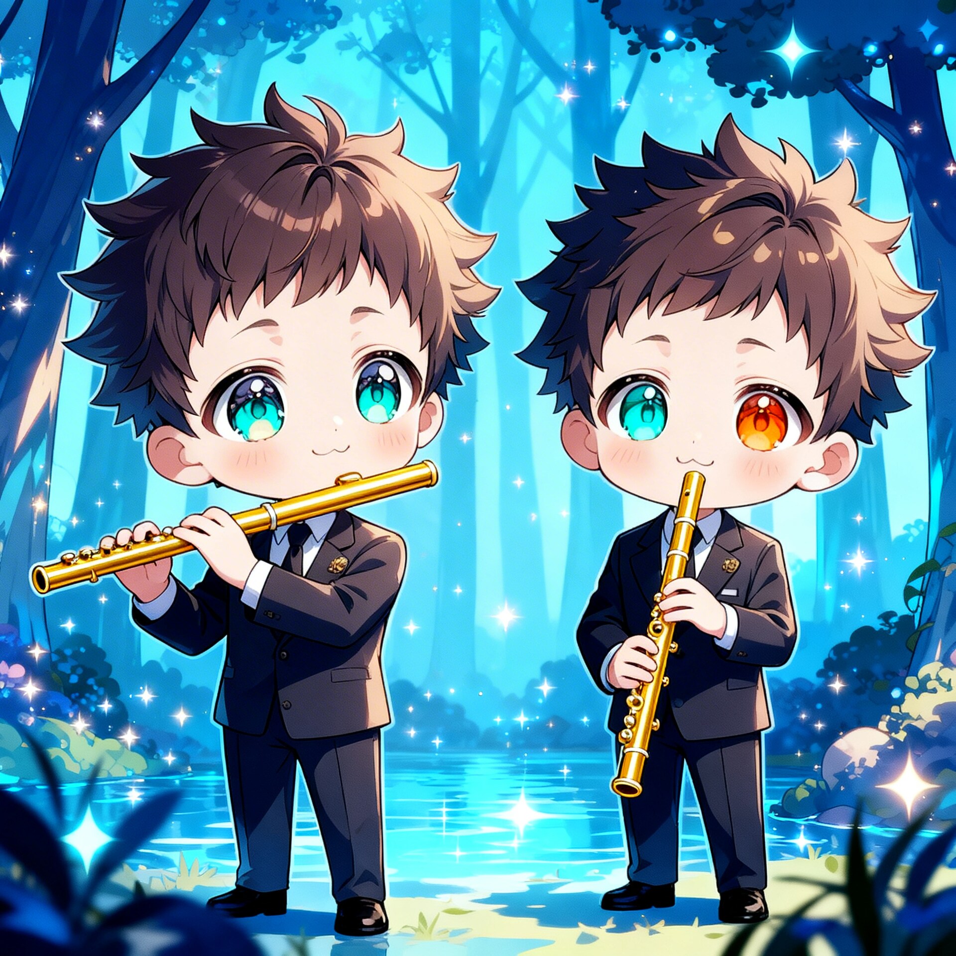 横笛・縦笛を演奏する少年 | の人気AIイラスト・グラビア