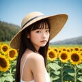 🌻続・ひまわり畑と麦わら帽子👒 5枚目