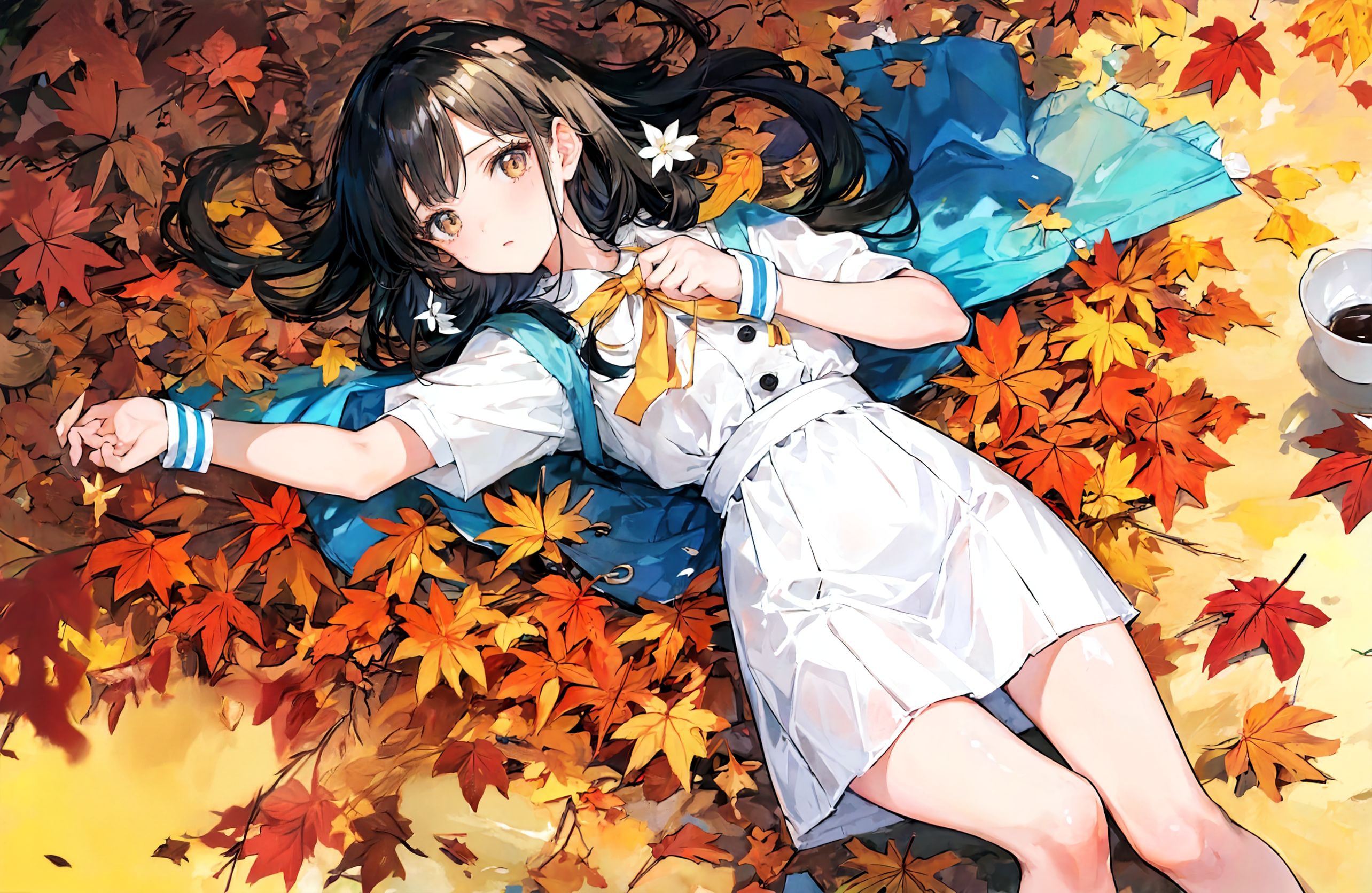 落葉の詩、白き花のまどろみ | の人気AIイラスト・グラビア