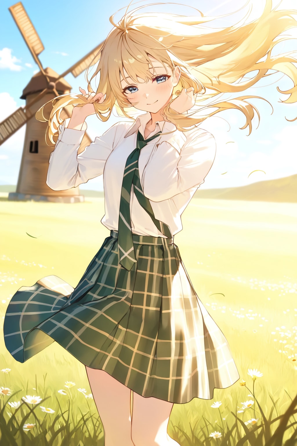 風車と少女