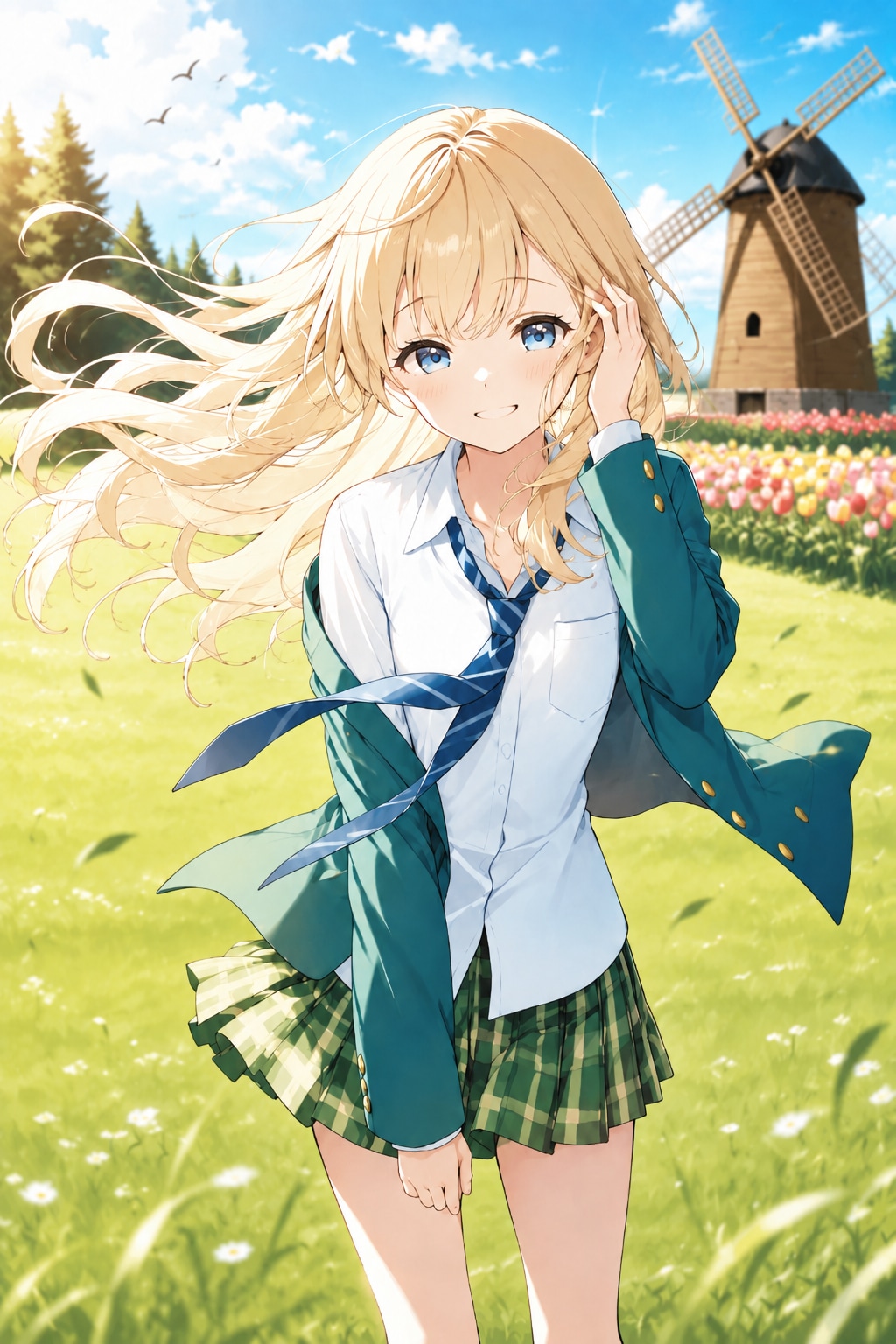 風車と少女