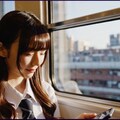 電車で通学している女子高生 2枚目