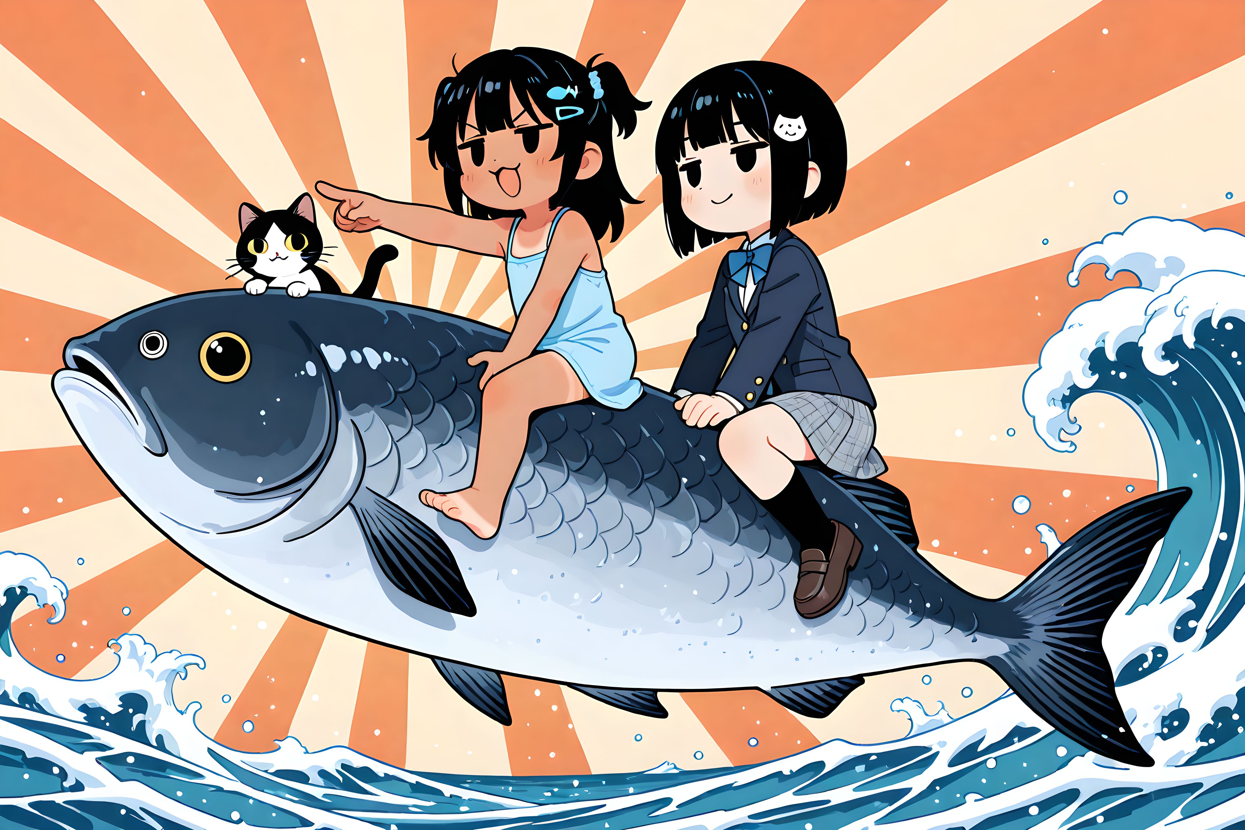 【御礼】凜猫さん×こなつ×🐱×🐟 | の人気AIイラスト・グラビア