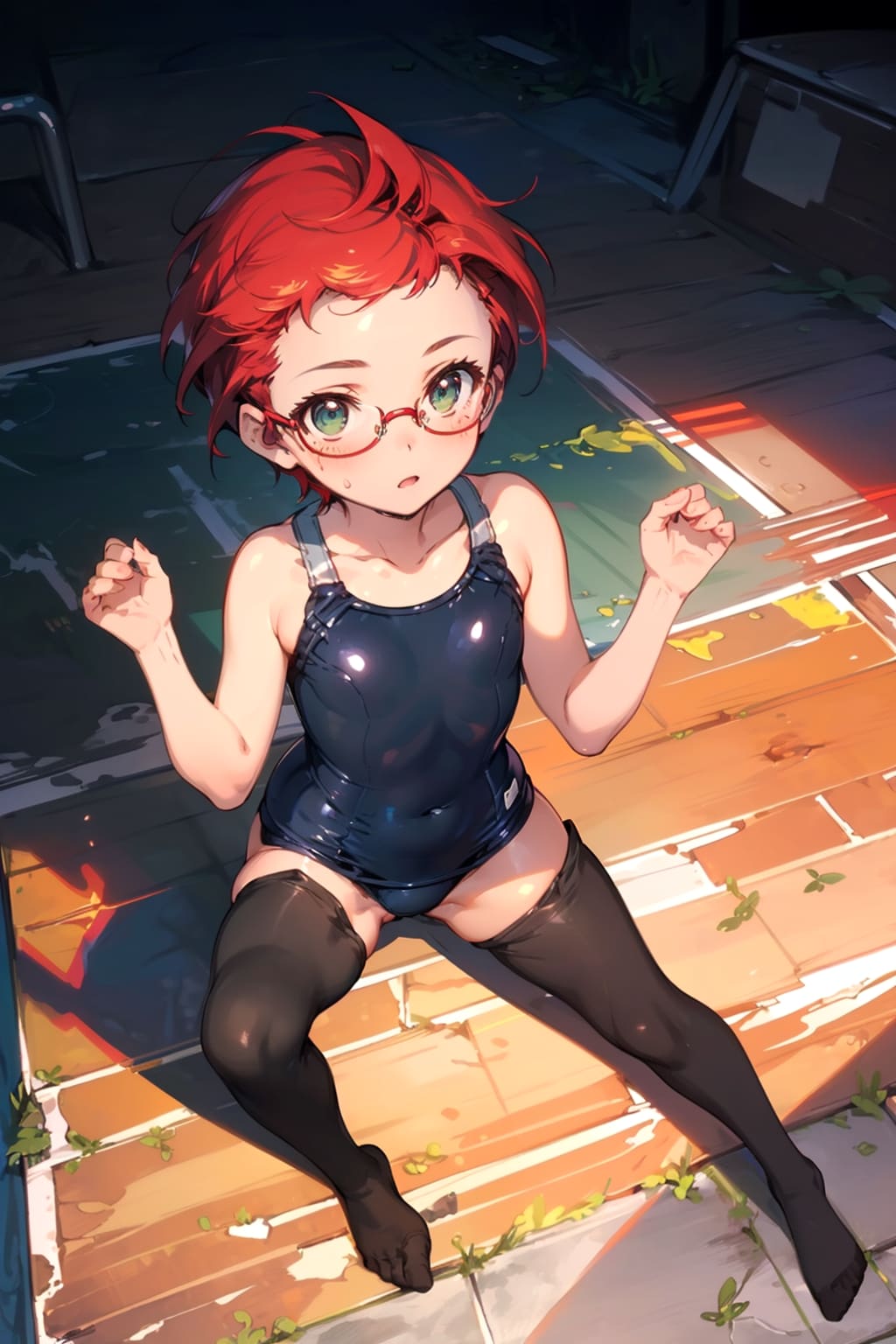 スク水タイツの眼鏡っ娘