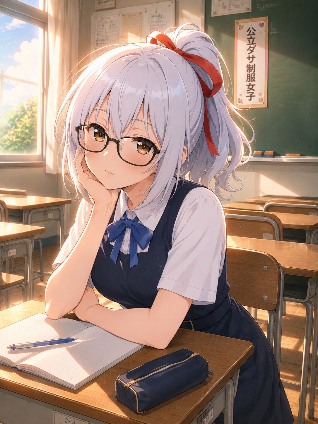 エル「午後の授業眠いぃ」 | の人気AIイラスト・グラビア